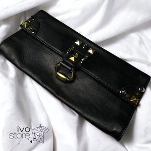 Gucci Black Leather Studded Clutch Bag